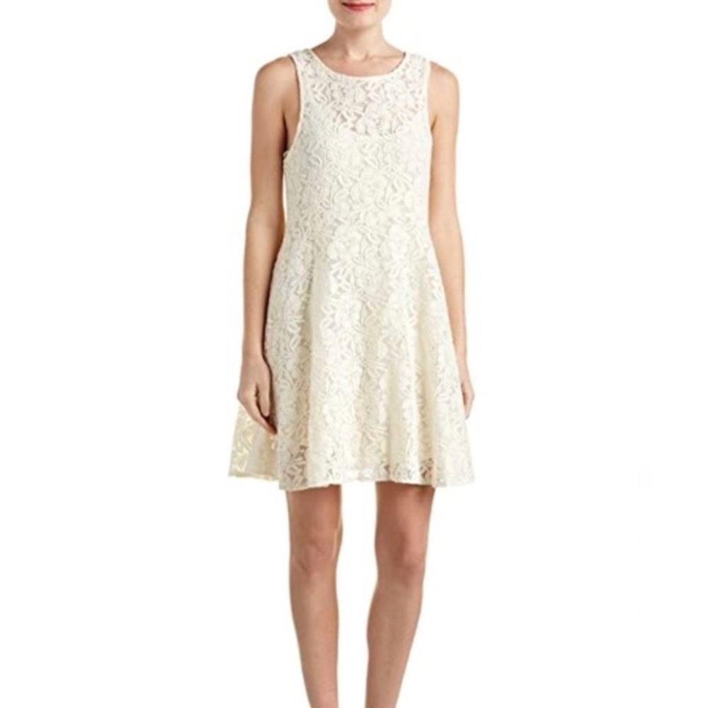 Free People Cream Sheer Lined Floral Print Sleeveless Dress Size Small